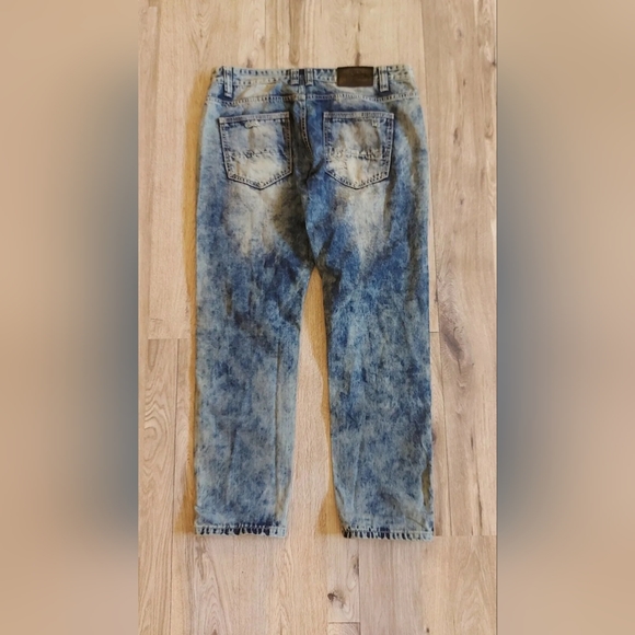 Smoke Rise Men's Size 38x 32 Blue Denim Distressed Cotton Blend 5 Pocket Jeans - Picture 4 of 8